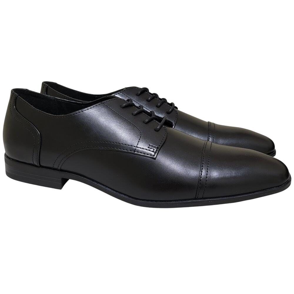 Alfani Men Quincy Cap Toe Derby Oxfords Size US 7.5M Black Faux Leather